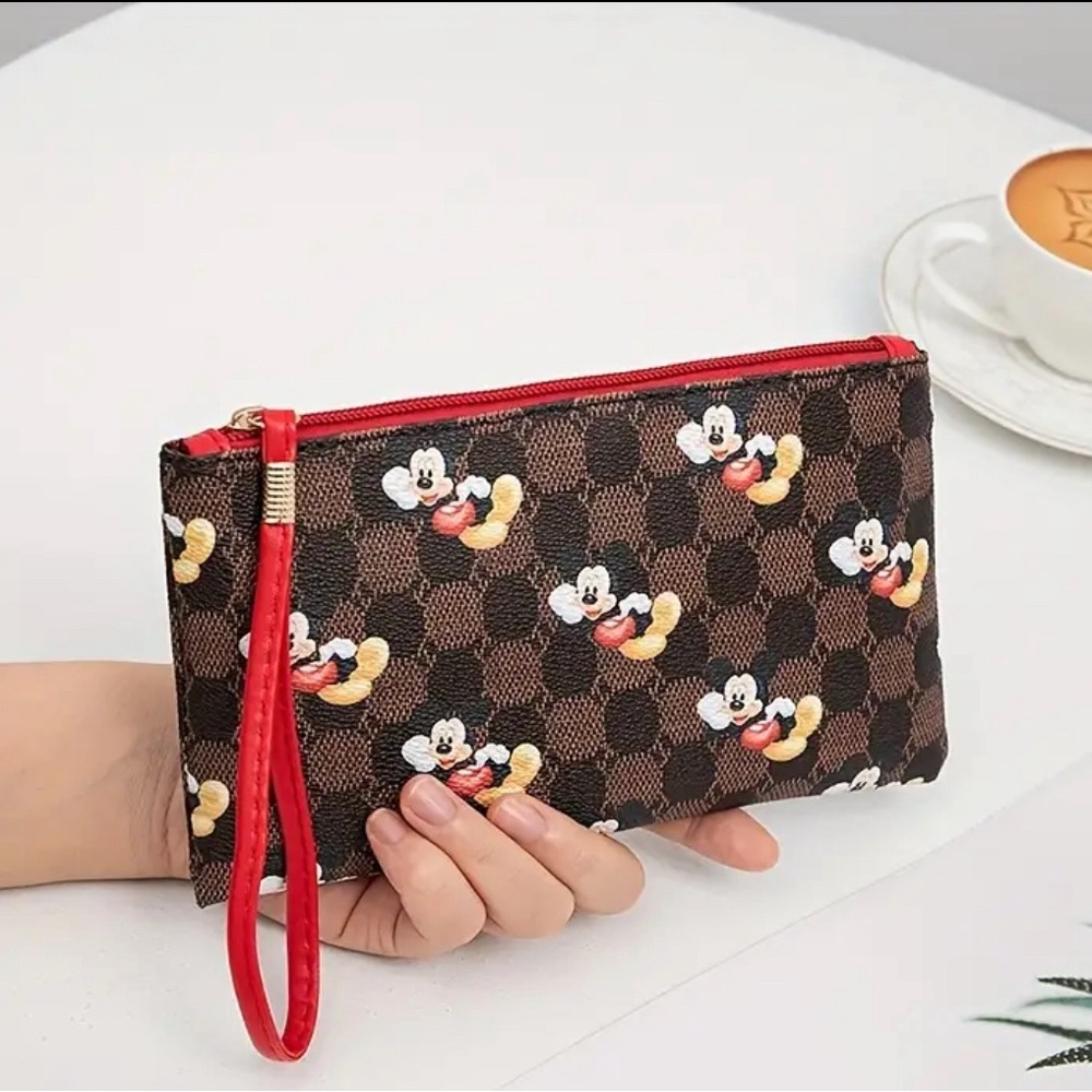 New! Mickey Mouse Faux Leather Wallet - Chic Clutch with Zipper.